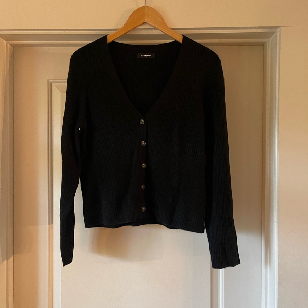NAADAM Black Button-Up Cardigan